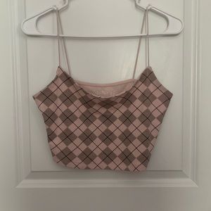 Aeropostal Size L Pink and Gray Cropped Tank Top